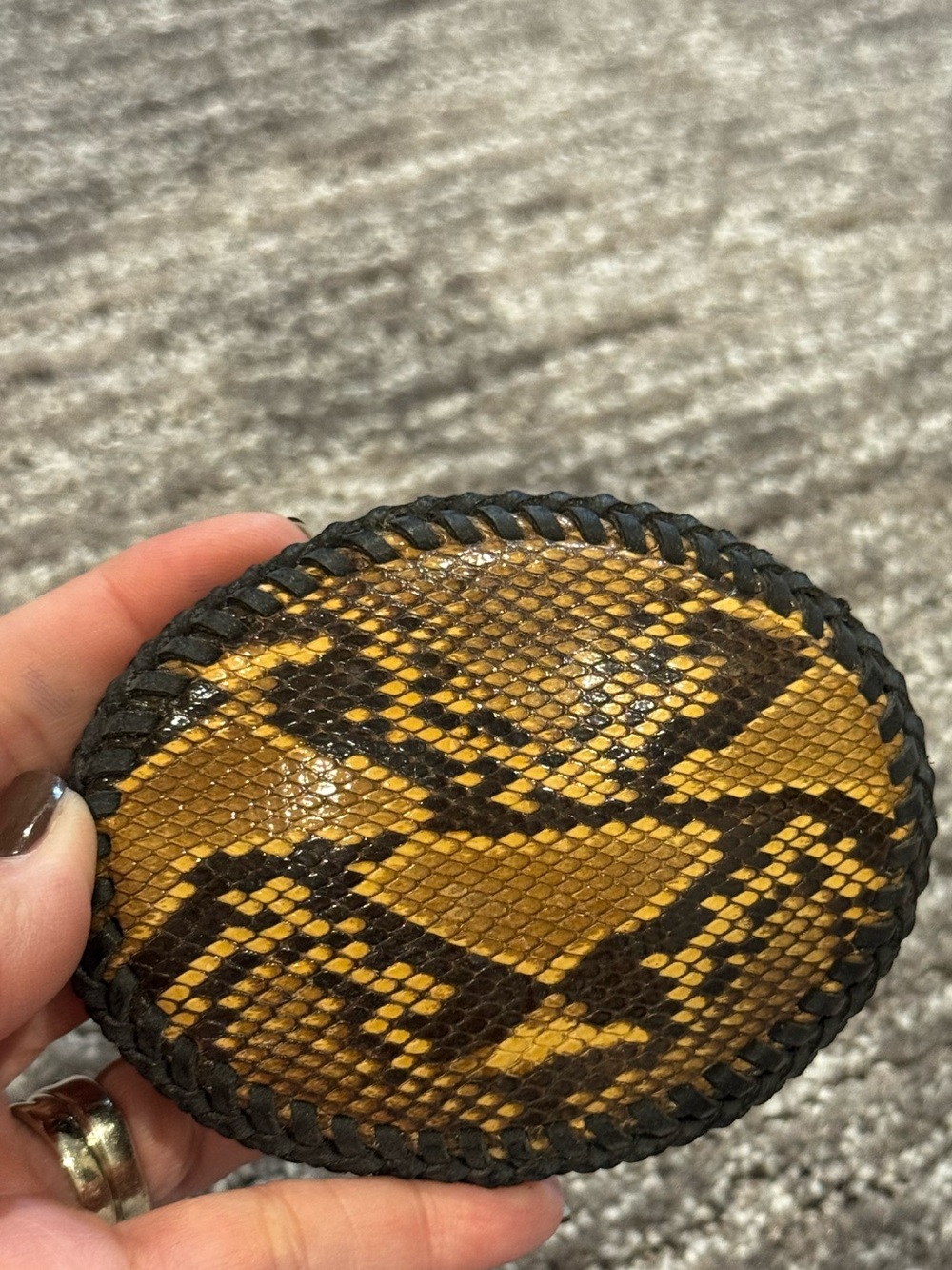 Vintage Genuine Snakeskin Belt Buckle Handcrafted Leather Western Exotic